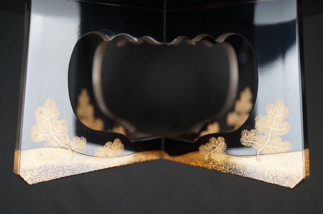 最上位作 加賀蒔絵 野村大仙 遠山若松蒔絵 丸三宝 梨地 共箱