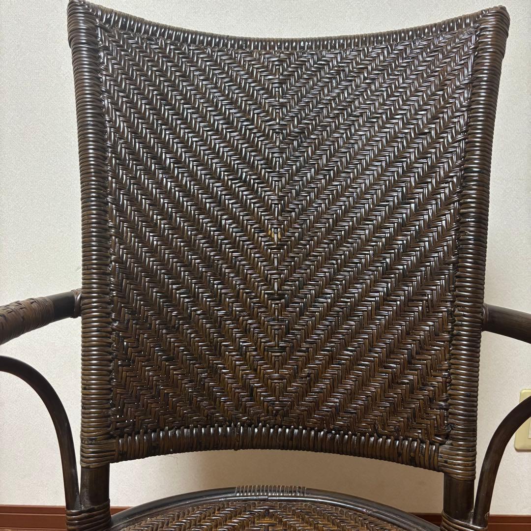 kazama カザマ　デリシアハイバック　チェア　ラタン　回転機能付き