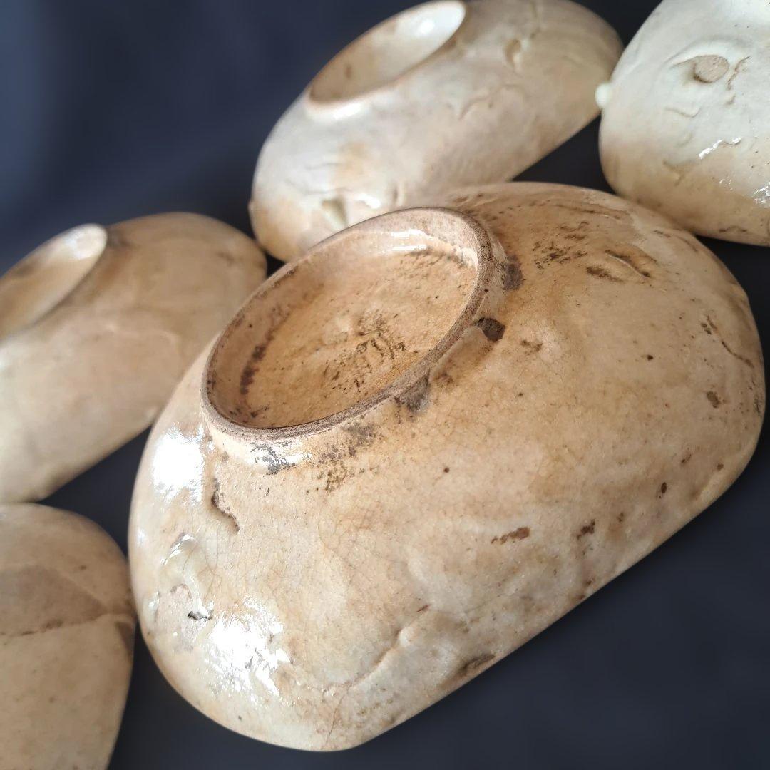 「渋さ 枯れ味 志野焼の魅力！」 志野皿(幅14cm)5客セット 箱付き 骨董ア