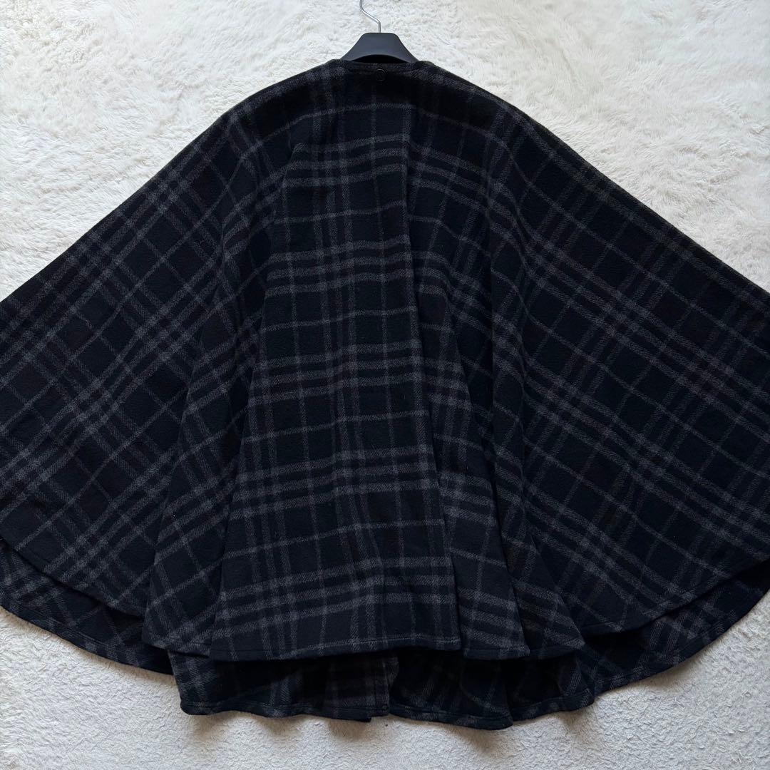 【激レア】バーバリーズ ポンチョ コート カシミヤ混 シャドーチェック ブラック