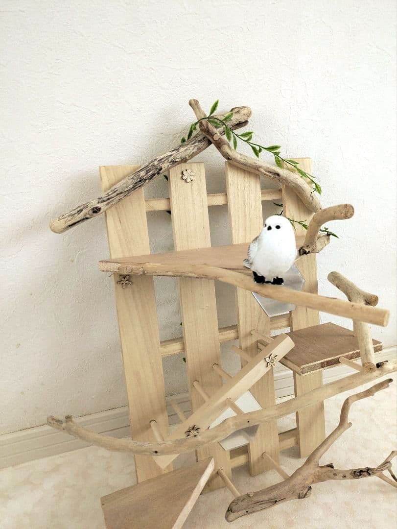 バードアスレチック　流木　壁掛け 止まり木 37バードトイ　バードジム