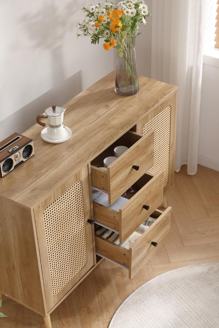 キャビネット サイドボード北欧 木目調 おしゃれ扉付き リビングボード