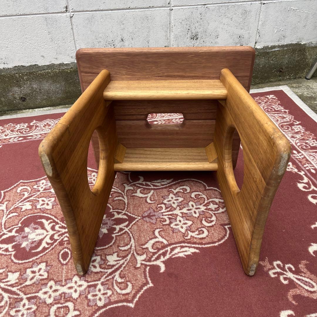 ビンテージ古道具◾️木製無垢材 桐材 角型スツール 椅子 イス