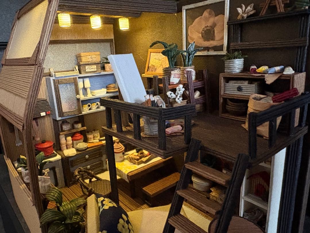 エコクラフト　紙バンド　ミニチュアキッチン（ライトアップ）