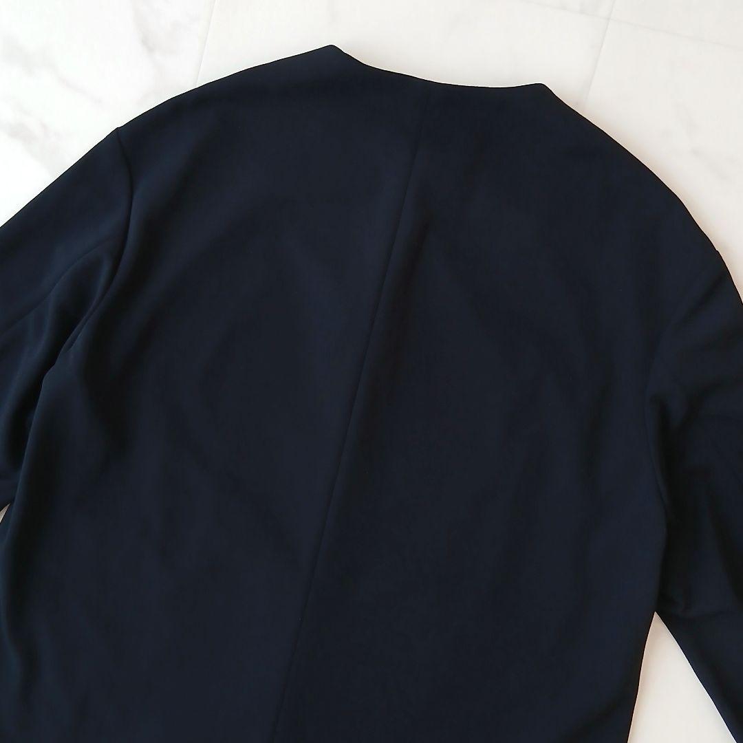 美品 ボールジィ 定価2万8千 ジョーゼットジャージー ノーカラージャケット 紺