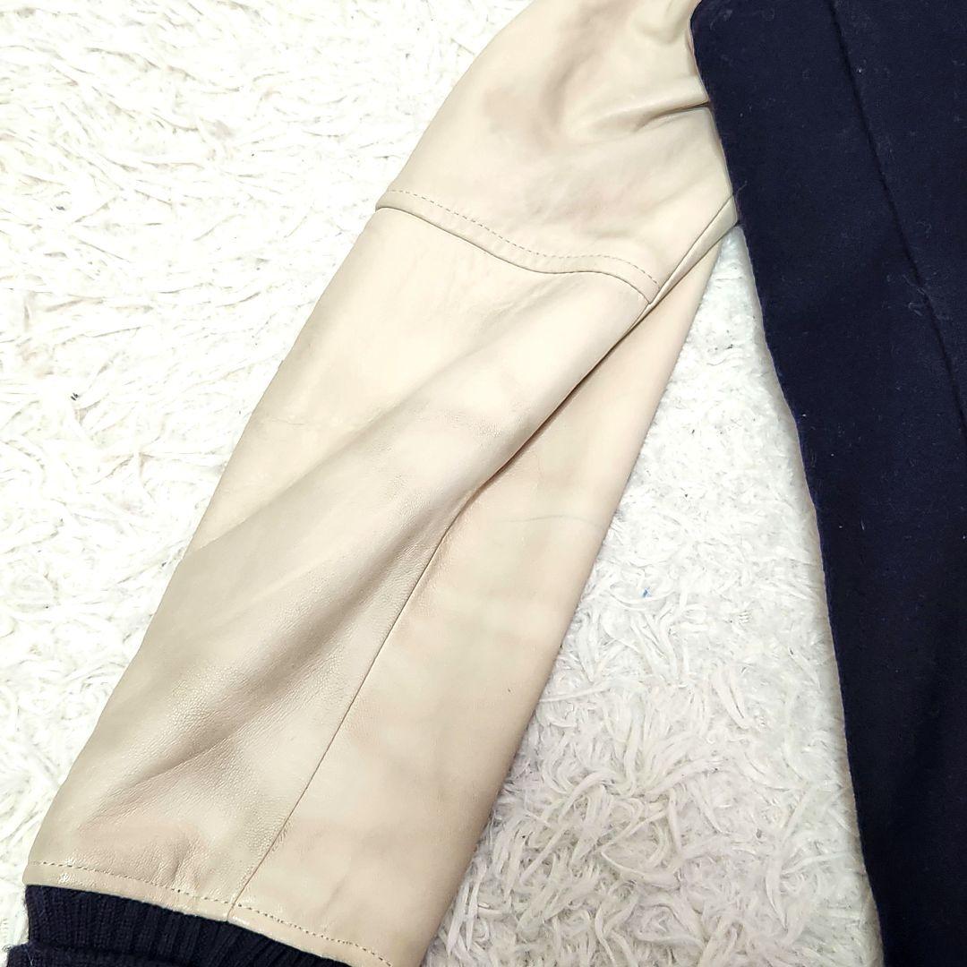 ✨人気モデル✨ヒステリックグラマー❣️スタジャン　M　ネイビー　ウール　袖レザー