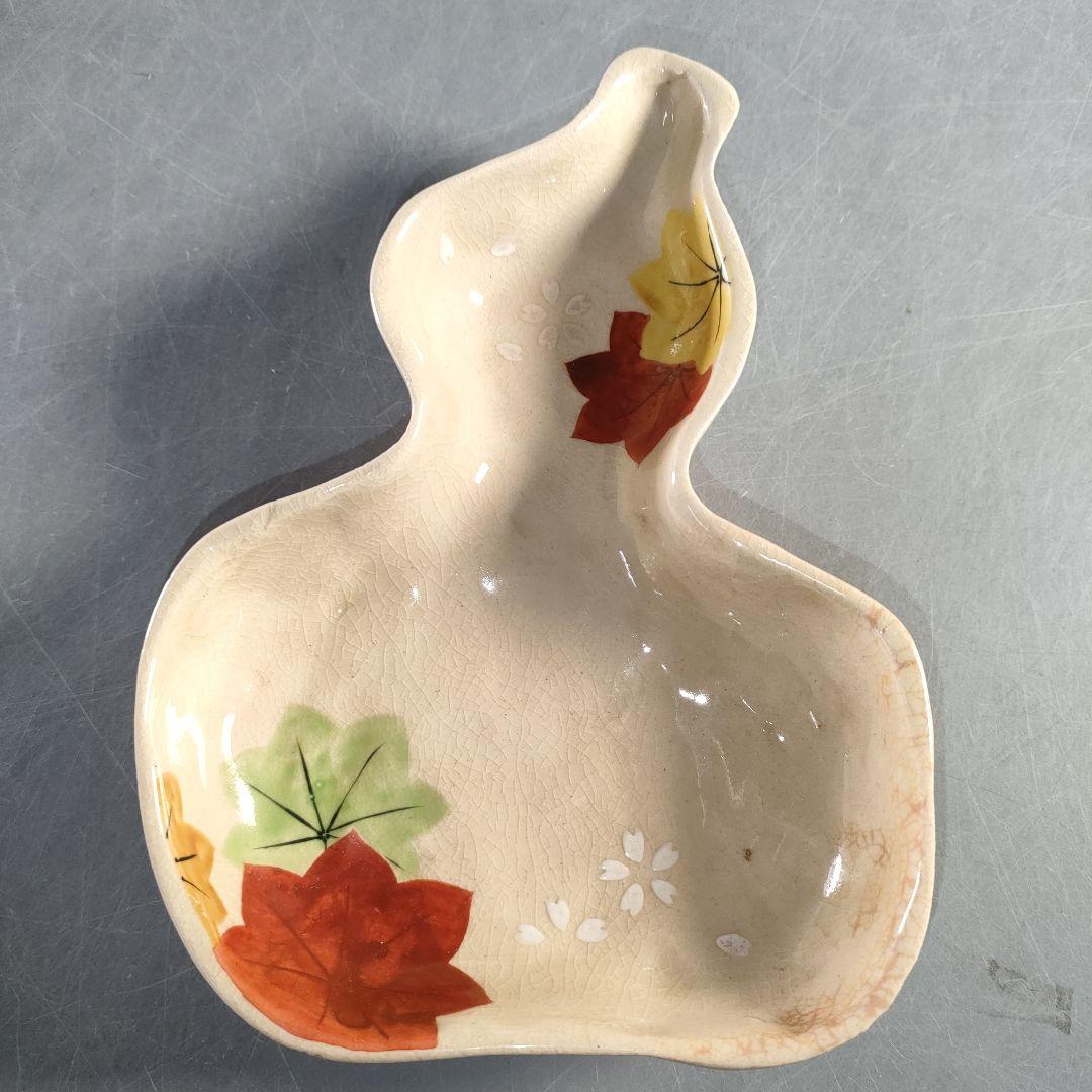 A1366-5/平安萬珠堂/雲錦紅葉絵盆皿10客/共箱/飾皿/菓子皿/懐石道具/