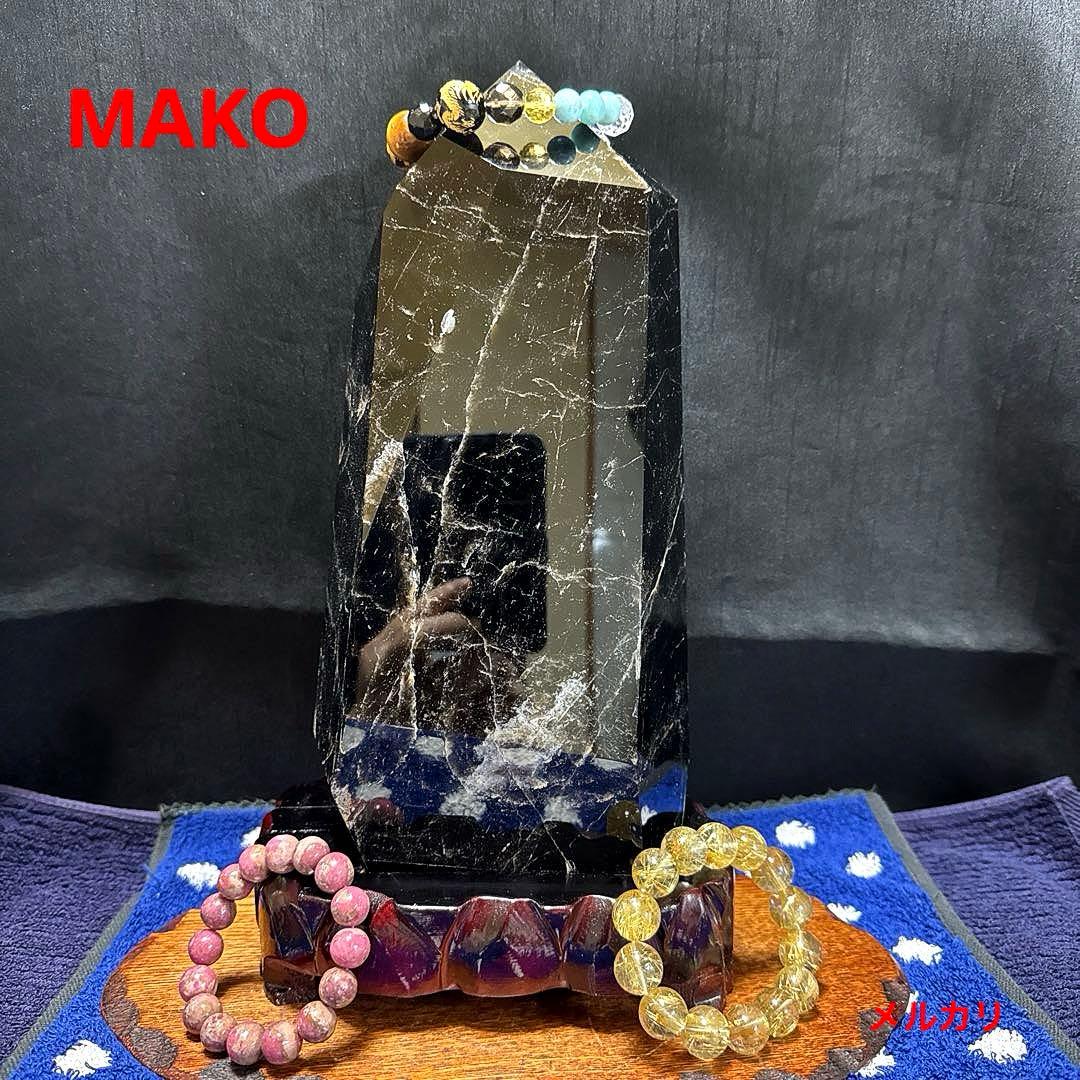 M1832☆黒水晶(モリオン)六角柱6.4Kg☆天然石　原石☆N50901-A