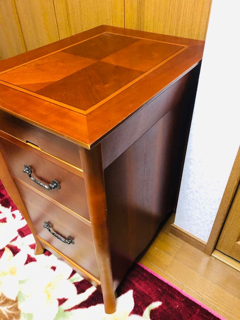 木製キャビネット 2段引き出し 茶色