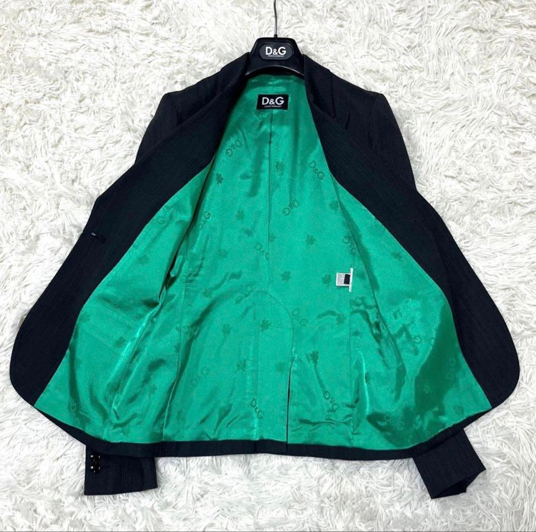 D&G ドルガバ テーラードジャケット ストライプ ロゴ 総柄 40 L レア