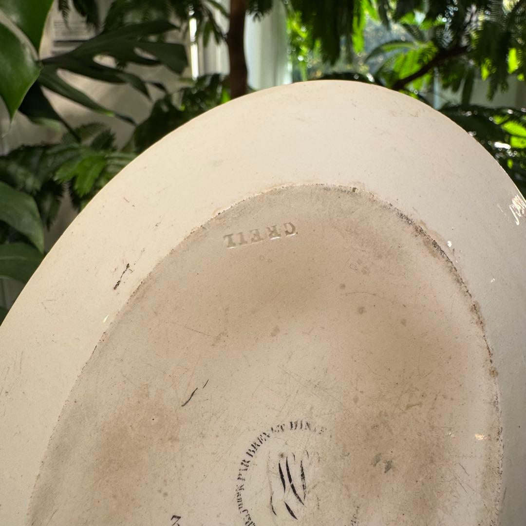 激レア！フランスアンティーク　バターケース　クレイユ窯　Terre de fer