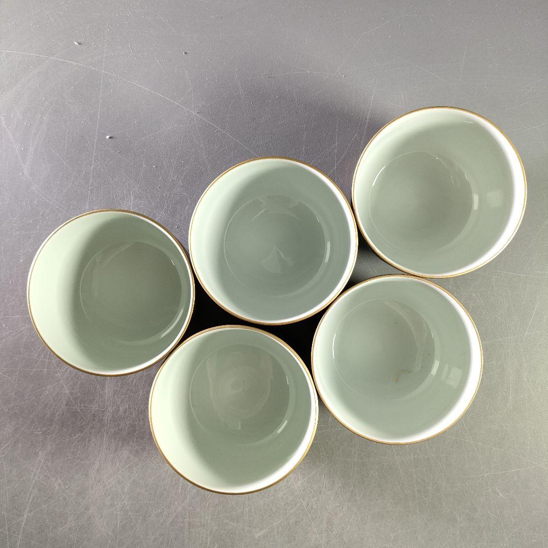 A940-6/京焼/貴古 造/一二三節紋碗5客/茶器/茶碗/茶道具/抹茶碗/