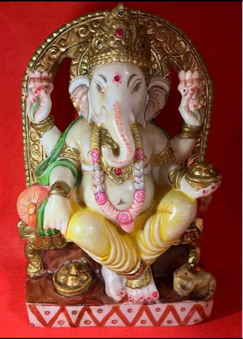 ハンドメイド 「夢をかなえるゾウ」Lucky 幸運をもたらす大理石ガネーシャ彫刻