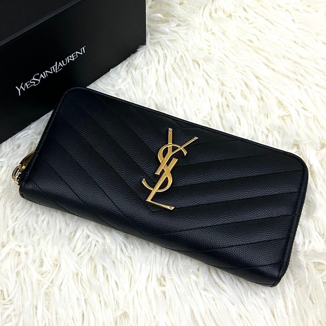 ［美品］SAINT LAURENT ラウンドファスナー カサンドラ 長財布
