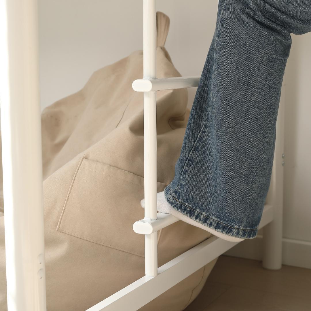 超人気！【高さ140cm】ロフトベッド 耐荷重150kg 一人暮らしWhite