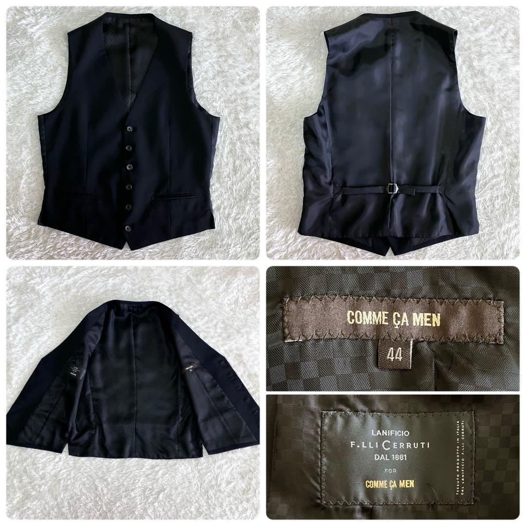 美品 コムサメン 別注 チェルッティ スリーピース セットアップ スーツ 黒