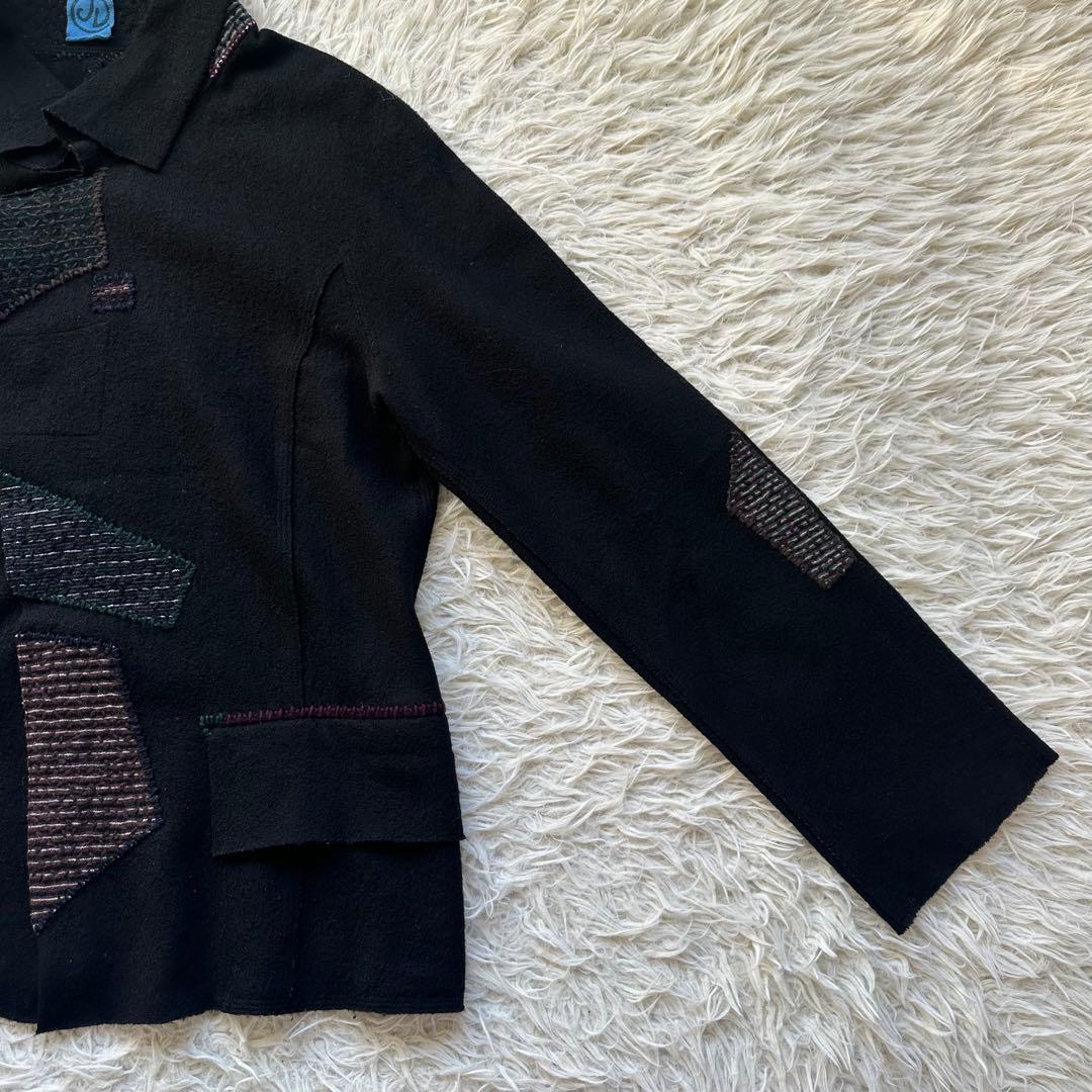 美品✨ヨーガンレール　ジャケットコート　ウール　糸刺繍　黒　ブラック