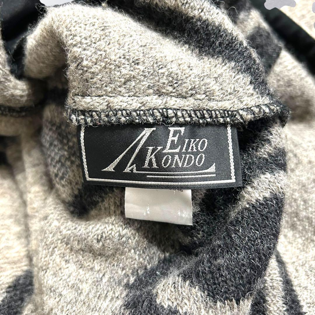 エイココンドウ 総柄 ビッグカラーコート 幾何学柄 ゆったり 42《a958