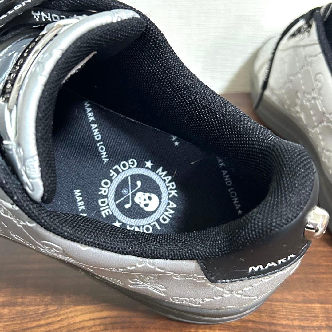 美品 ゴルフシューズ マークアンドロナ MARK&RONA シルバー スカル
