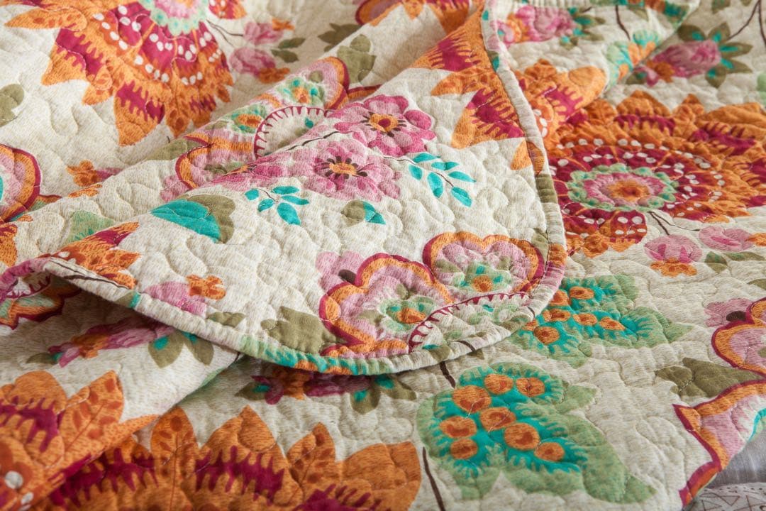 キルトベッドカバー3点セット綿マルチカバー キルティング WET