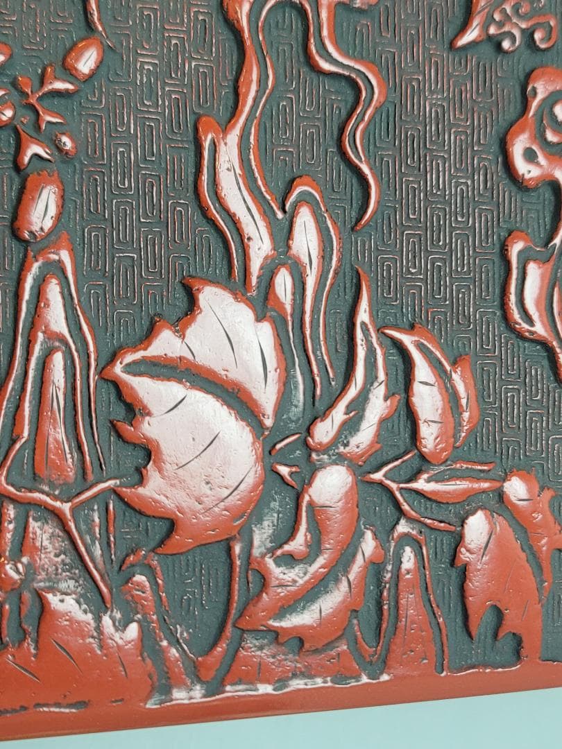 鳳凰紋 堆朱 文庫 美品 DT744