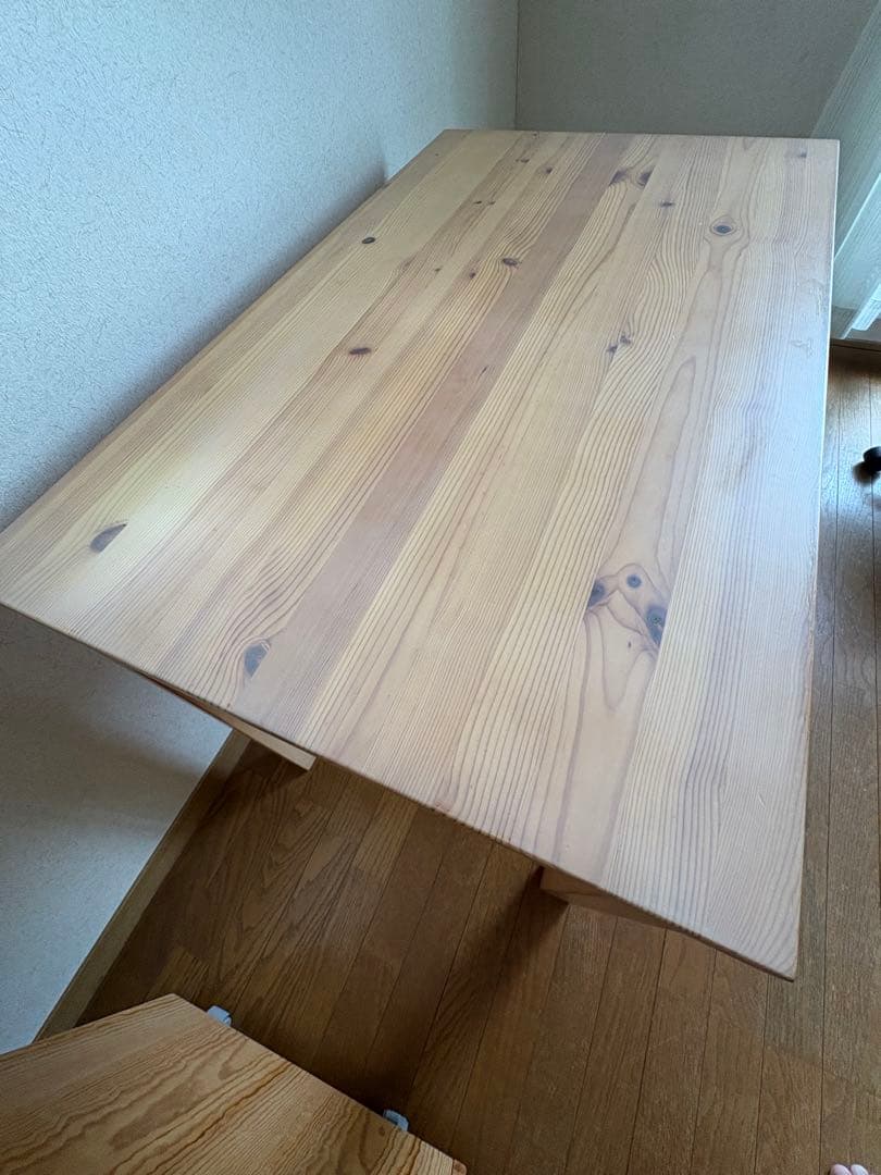 【送料込】無印良品：パイン材デスク／引き出しあり（2箇所）