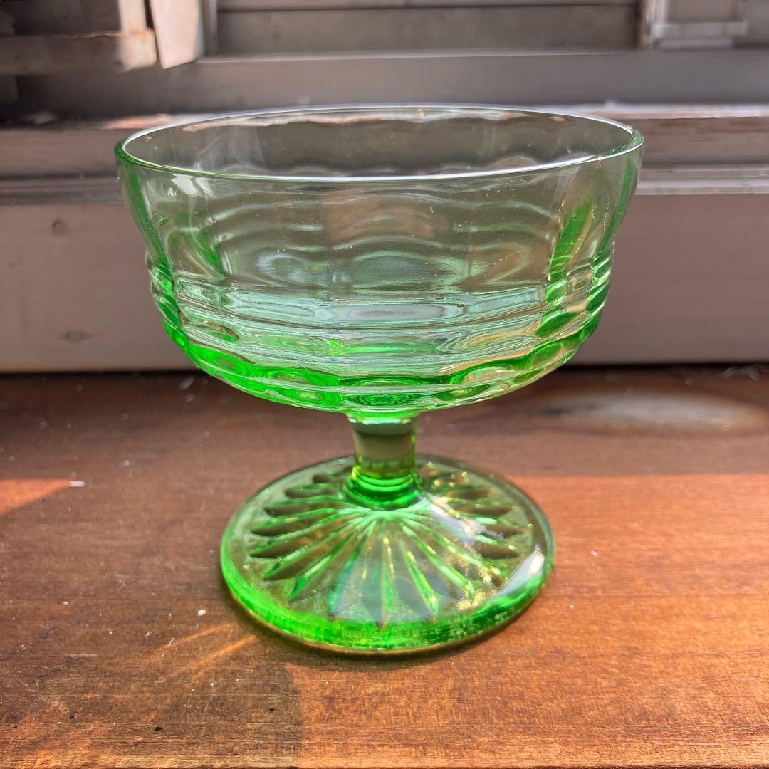 氷カップ ウランガラス ペア ウラン ガラス 氷コップ デザートカップ 美品