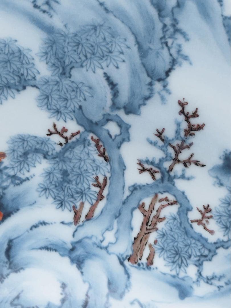 秀逸作品　十二代酒井田柿右衛門作　内染錦楼閣山水図　外錦手唐草細密絵 大鉢