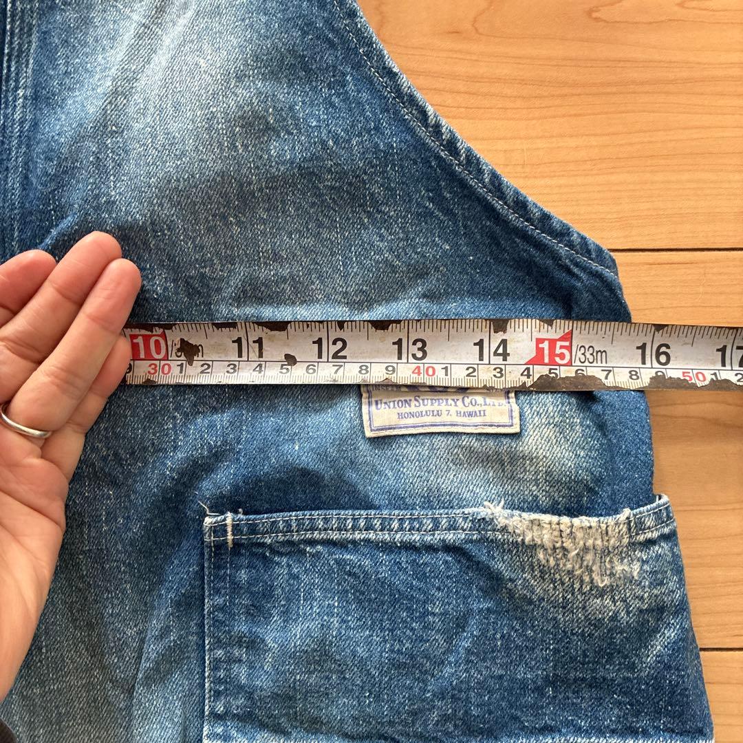 ユニオンサプライ/ブルー ダメージ加工オーバーオール 東洋