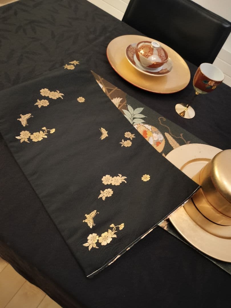 A942★逸品‼️全通帯‼️ひな祭り‼️袋帯正絹テーブルランナー2m14cm