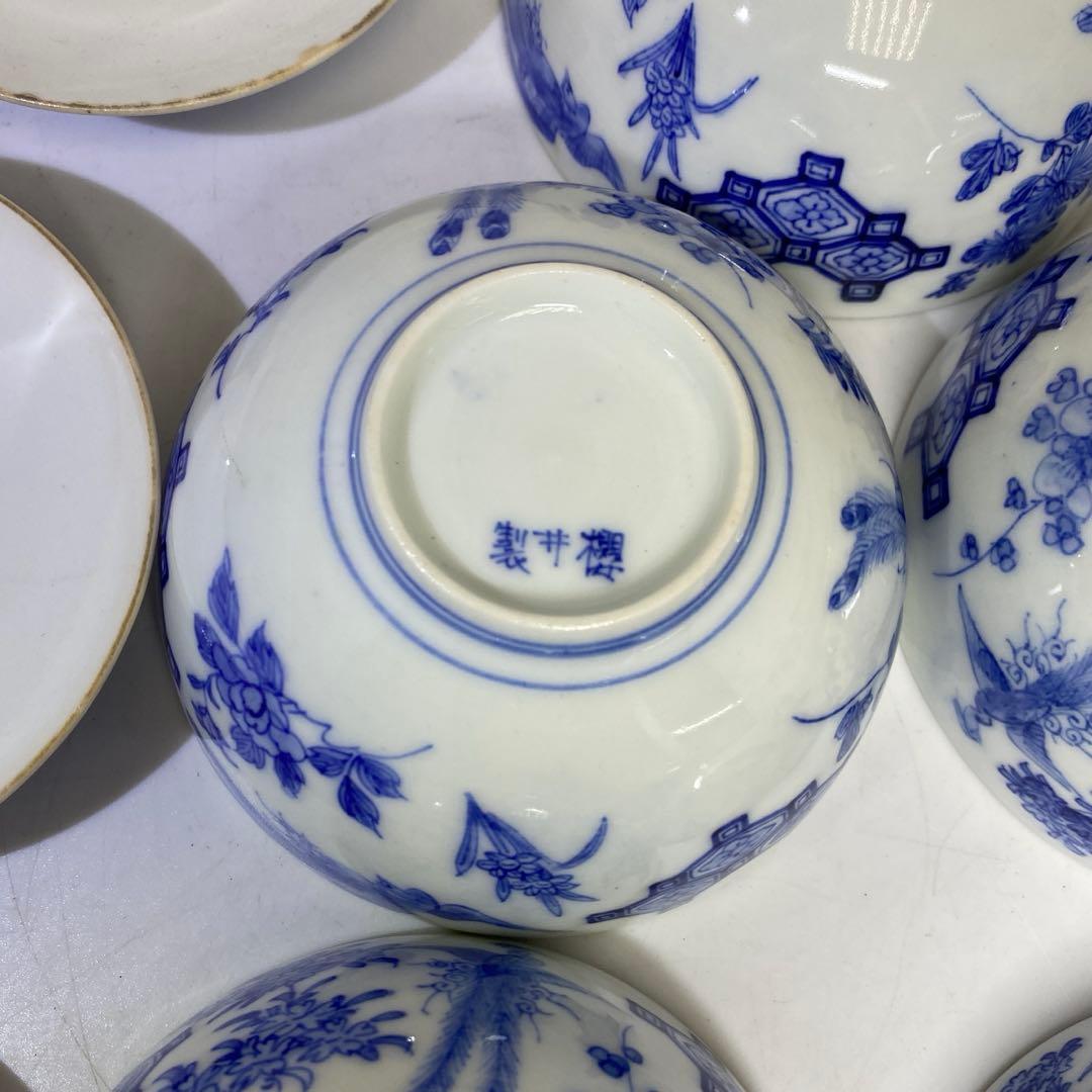 櫻井製　上手鳳凰図　蓋茶碗　5客　東さ8-0120②