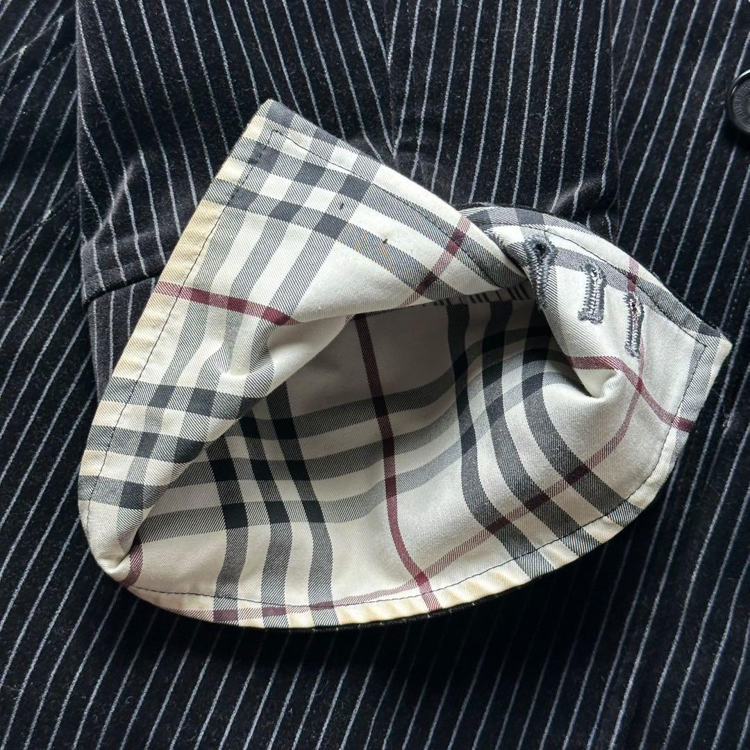 美品 バーバリーブラックレーベル マリンコート ベロア ストライプ ホースロゴ