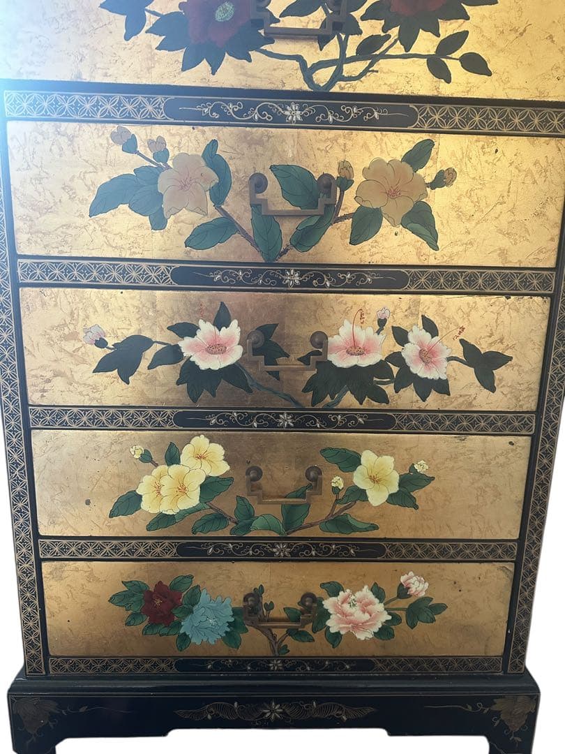 【大幅値下げ！】和風 蒔絵風 ジュエリーシェルフ ビロード張り 6段棚 店舗什器