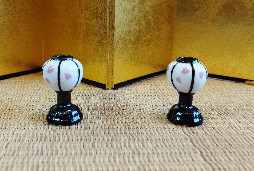 値下げ【新品・未使用】屏風・ぼんぼり付き　信楽焼　雛人形　ひな祭り