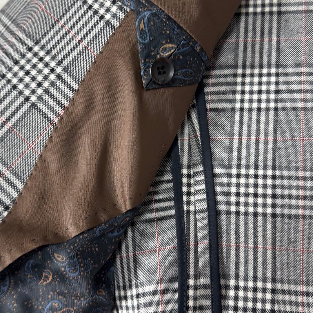 美品 スーツセレクト スリーピース セットアップ グレンチェック グレー A5