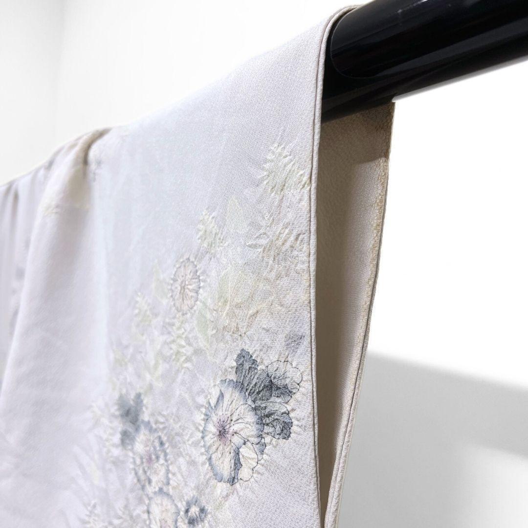 訪問着　作家もの　辻ヶ花　絞り　藤の花　淡色　着物　124b p ms