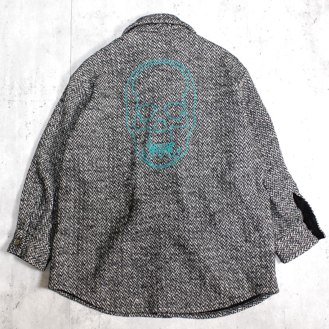 美品 ルシアンペラフィネ 刺繍入 CPO シャツジャケット 灰 S 七分袖 レア