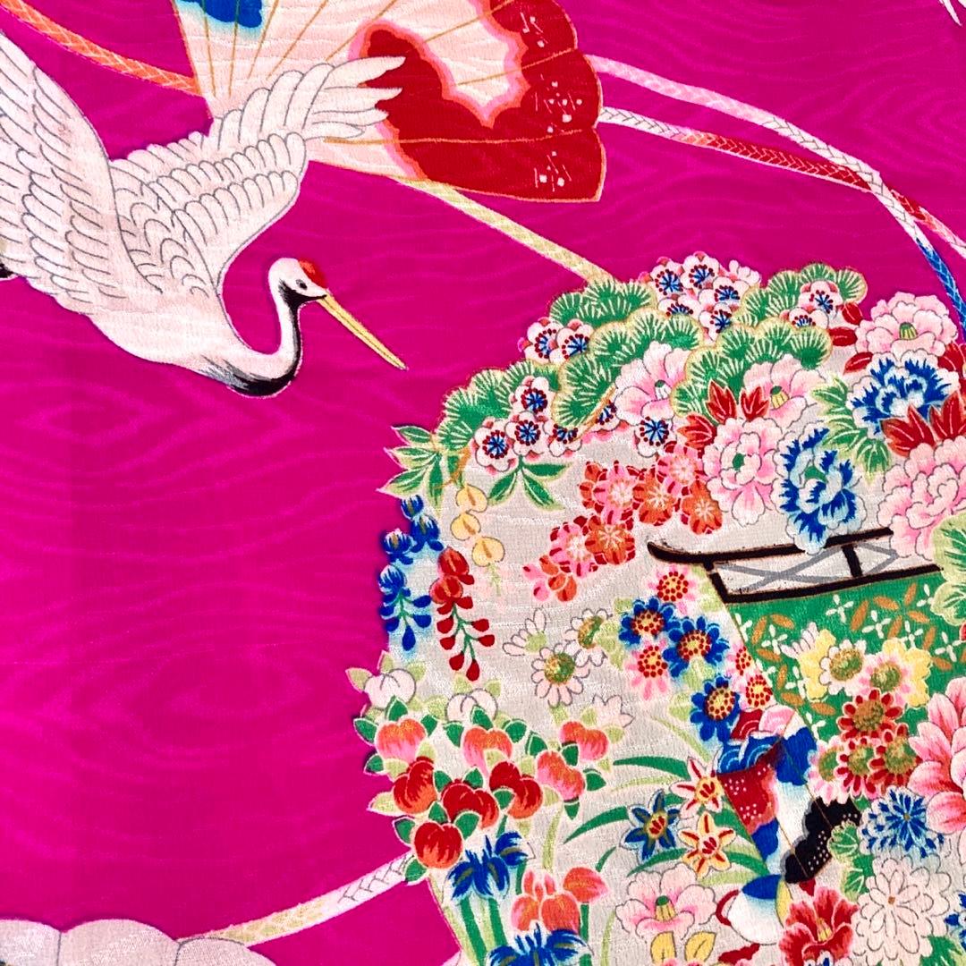 アンティーク女の子 鶴 子供着物 七五三 アンティーク着物 NO8