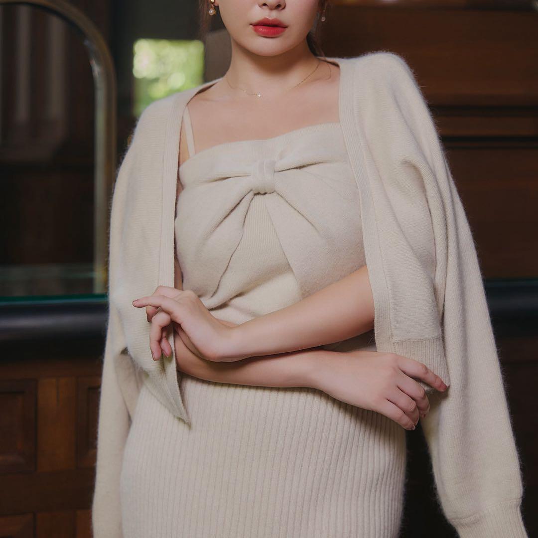 トップス Herlipto Lydie Ribbon-Tie Knit Ensemble