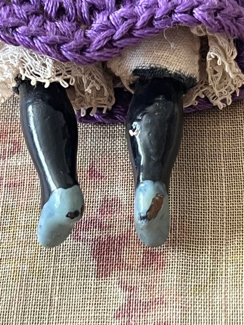 アンティークビスクドール陶器小さなドールミニョネット レトロ人形ハンドメイド