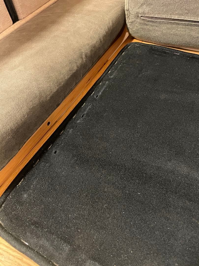 無印　リビングでもダイニングでもつかえるソファチェア　オーク材　カーキ　手渡し