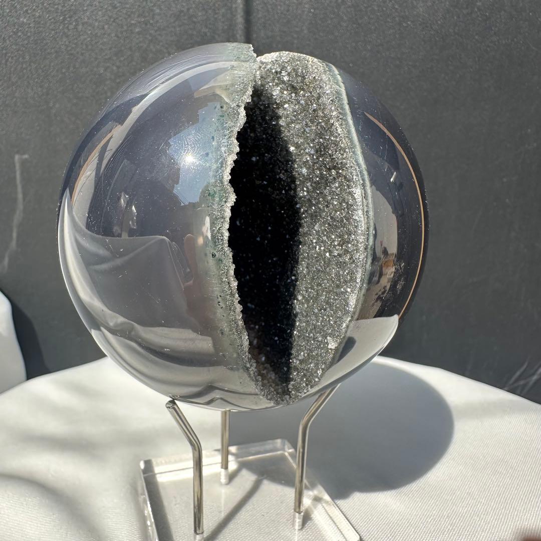 天然石グリーン瑪瑙の笑い口　置物　D.157