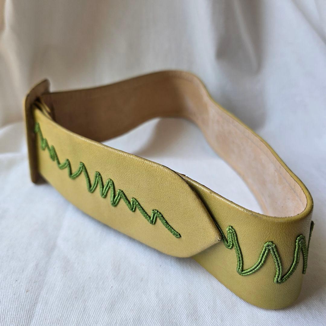 ISABEL CANOVAS フランスヴィンテージ　刺繍レザー手袋&ベルトセット