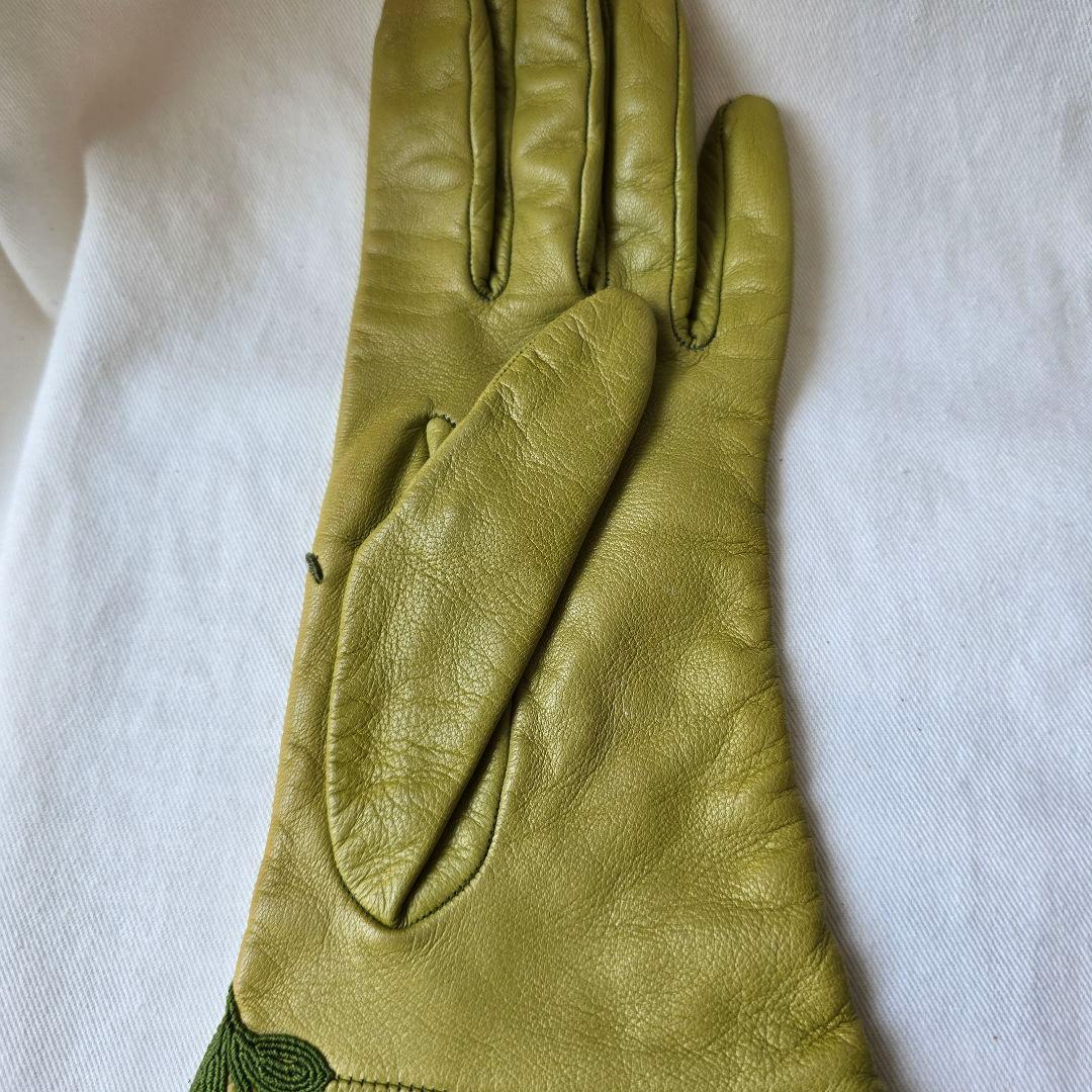 ISABEL CANOVAS フランスヴィンテージ　刺繍レザー手袋&ベルトセット