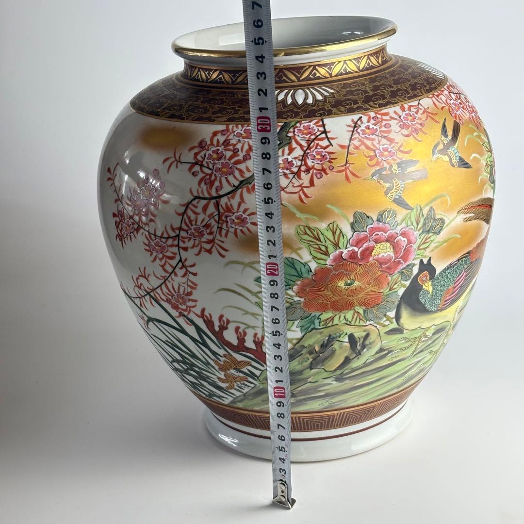 古美術品 九谷焼 大雅 花瓶 金彩 花入 花器