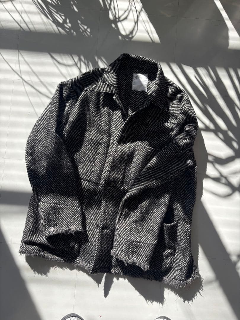 ジャケット・アウター ANCELLM DAMAGE WOOL HERRINGBONE COVERALL