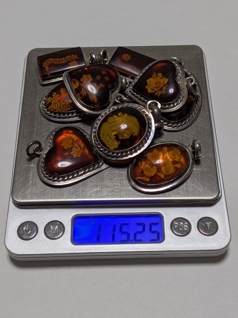 琥珀 インタリオ シルバー 925 彫刻 ペンダント