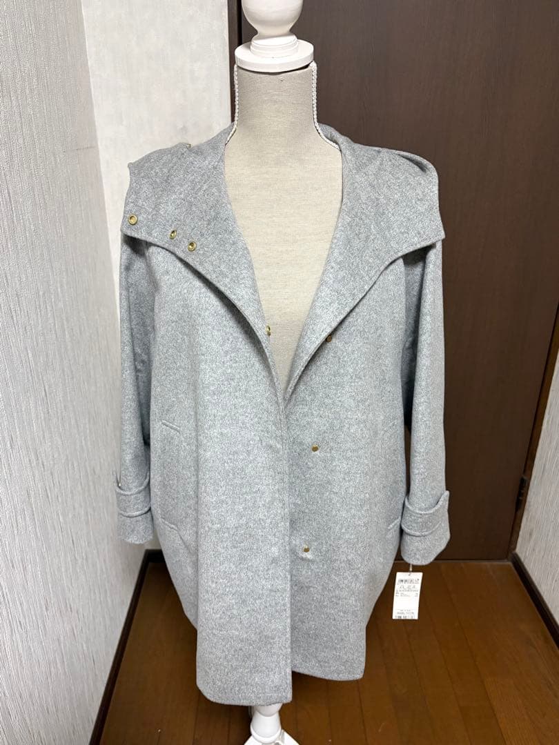 【未使用タグ付】23区ウールカシミヤビーバーフード付ショートコート