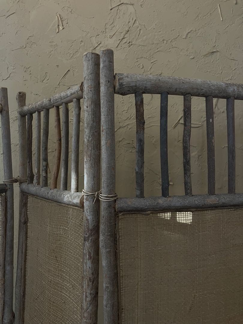 衝立 プリミティブ 自然素材 三つ折り パーテーション 3パネル ついたて