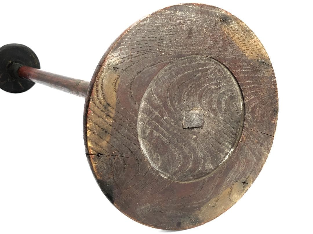 【 江戸期木製燭台 】　67.5ｃｍ　蝋燭残